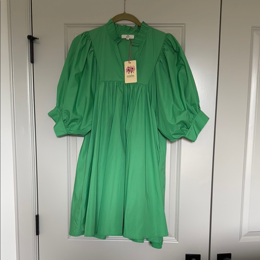 Entro Green Puff Sleeve Dress